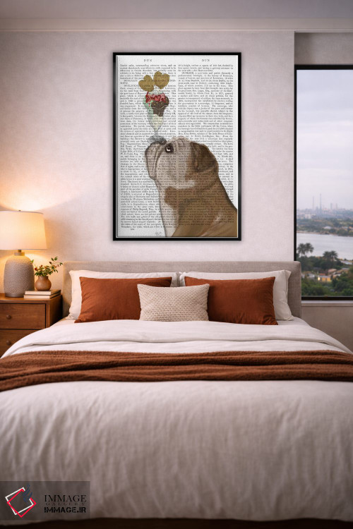 تابلو دکوراتیو بولداگ انگلیسی بستنی خور اثر فب فانکی - D4B