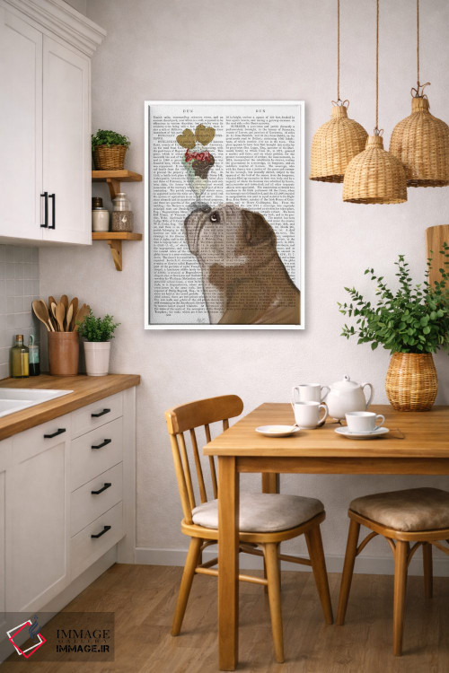 تابلو دکوراتیو بولداگ انگلیسی بستنی خور اثر فب فانکی - D6W