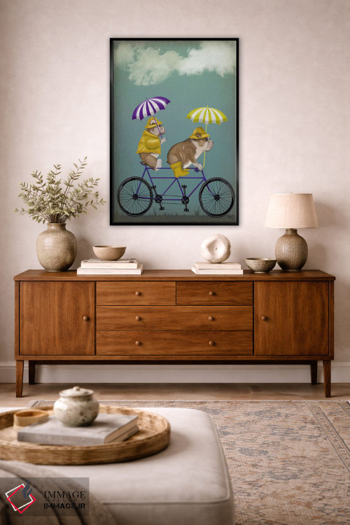 تابلو دکوراتیو بولداگ انگلیسی روی دوچرخه دونفره اثر فب فانکی - D3B