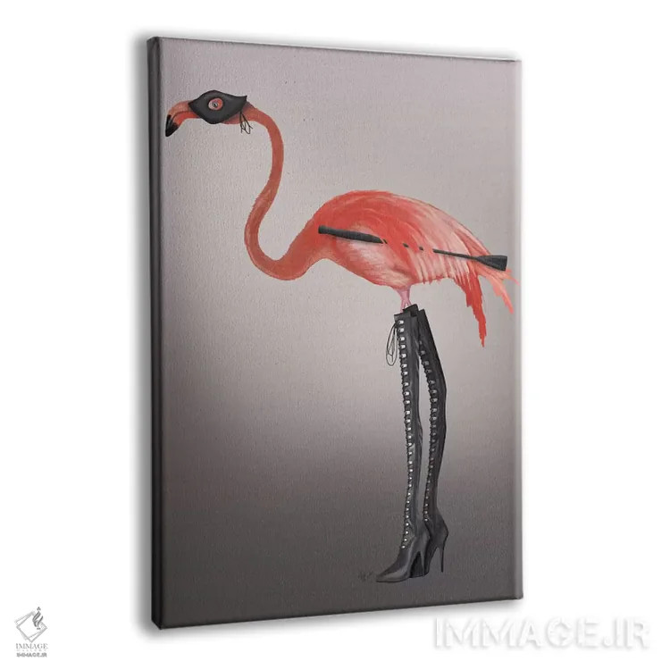 تابلو دکوراتیو فلامینگو با چکمه های خاص اثر فب فانکی - نمای پرسپکتیو محصول
