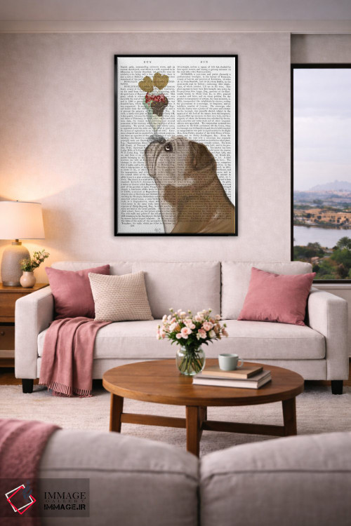 تابلو دکوراتیو بولداگ انگلیسی بستنی خور اثر فب فانکی - D5B