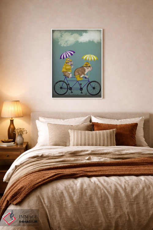 تابلو دکوراتیو بولداگ انگلیسی روی دوچرخه دونفره اثر فب فانکی - D5W
