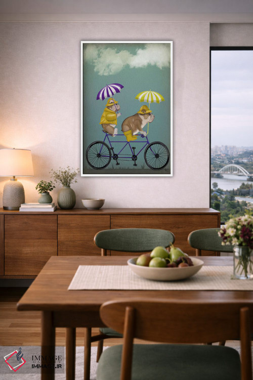 تابلو دکوراتیو بولداگ انگلیسی روی دوچرخه دونفره اثر فب فانکی - D6W