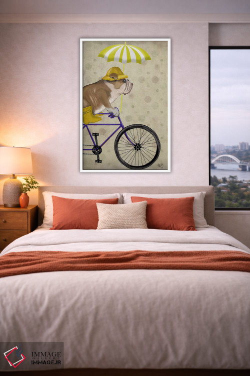 تابلو دکوراتیو بولداگ انگلیسی روی دوچرخه اثر فب فانکی - D3W