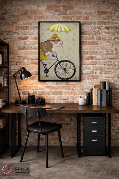 تابلو دکوراتیو بولداگ انگلیسی روی دوچرخه اثر فب فانکی - D4B