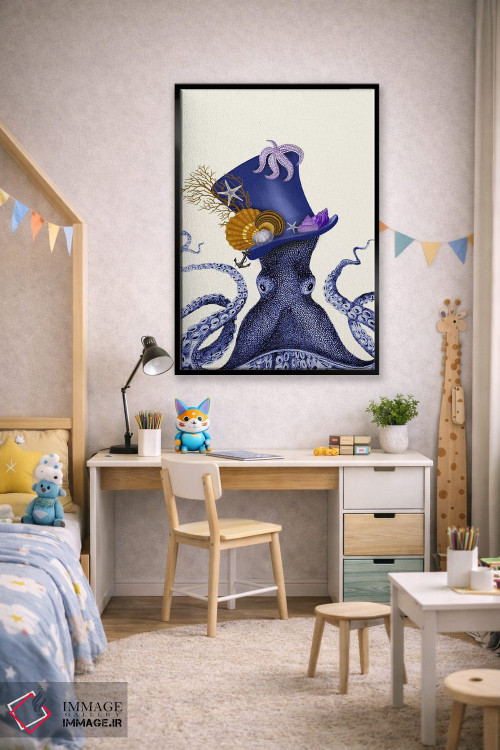 تابلو دکوراتیو اختاپوس با کلاه ملوانی اثر فب فانکی - D2B