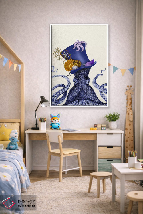 تابلو دکوراتیو اختاپوس با کلاه ملوانی اثر فب فانکی - D1W