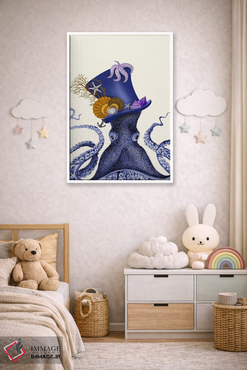تابلو دکوراتیو اختاپوس با کلاه ملوانی اثر فب فانکی - D4W