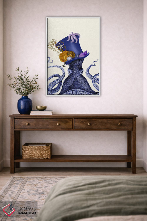 تابلو دکوراتیو اختاپوس با کلاه ملوانی اثر فب فانکی - D3W