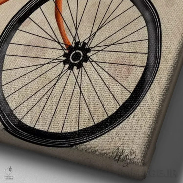 تابلو دکوراتیو بولداگ فرانسوی روی دوچرخه اثر فب فانکی - نمای نزدیک بافت بوم