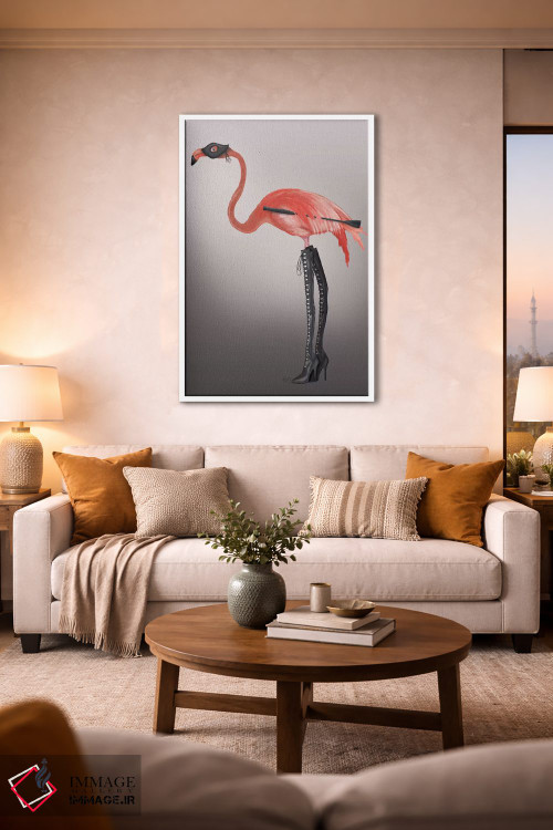 تابلو دکوراتیو فلامینگو با چکمه های خاص اثر فب فانکی - D1W
