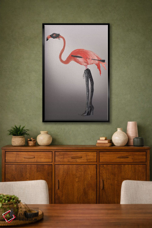 تابلو دکوراتیو فلامینگو با چکمه های خاص اثر فب فانکی - D2B