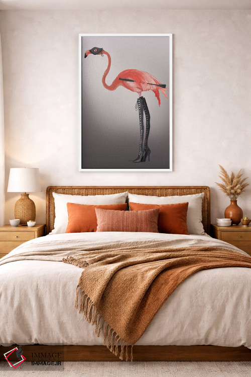 تابلو دکوراتیو فلامینگو با چکمه های خاص اثر فب فانکی - D3W