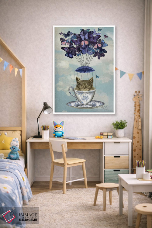 تابلو دکوراتیو جغد در فنجان چای اثر فب فانکی - D1W