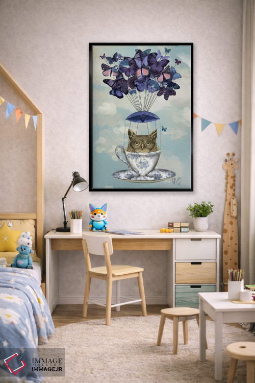 تابلو دکوراتیو جغد در فنجان چای اثر فب فانکی - D2B