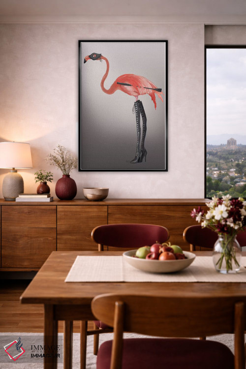 تابلو دکوراتیو فلامینگو با چکمه های خاص اثر فب فانکی - D4B