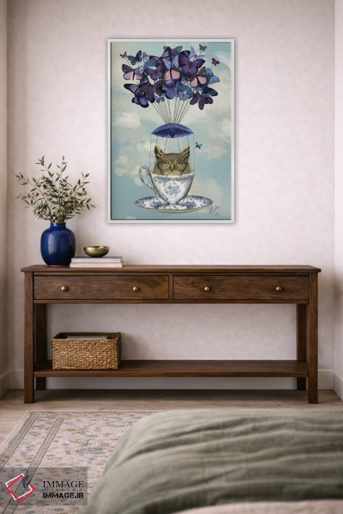 تابلو دکوراتیو جغد در فنجان چای اثر فب فانکی - D3W