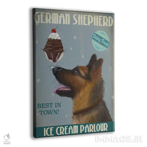 تابلو دکوراتیو ژرمن شپرد و بستنی اثر فب فانکی - نمای پرسپکتیو محصول