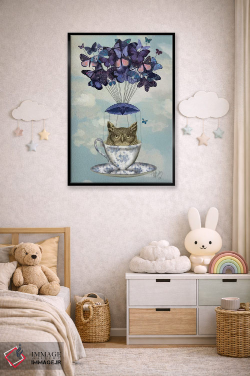 تابلو دکوراتیو جغد در فنجان چای اثر فب فانکی - D6B