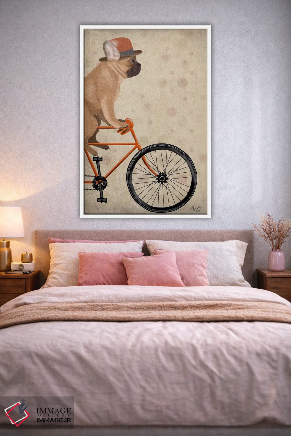 تابلو دکوراتیو بولداگ فرانسوی روی دوچرخه اثر فب فانکی - D1W
