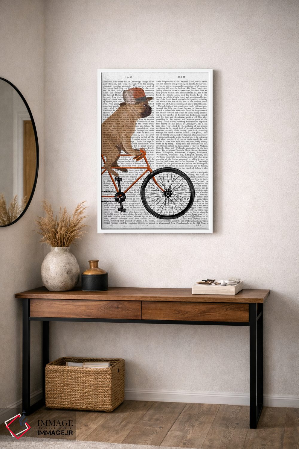 تابلو دکوراتیو بولداگ فرانسوی روی دوچرخه، پس زمینه چاپی اثر فب فانکی - D2W