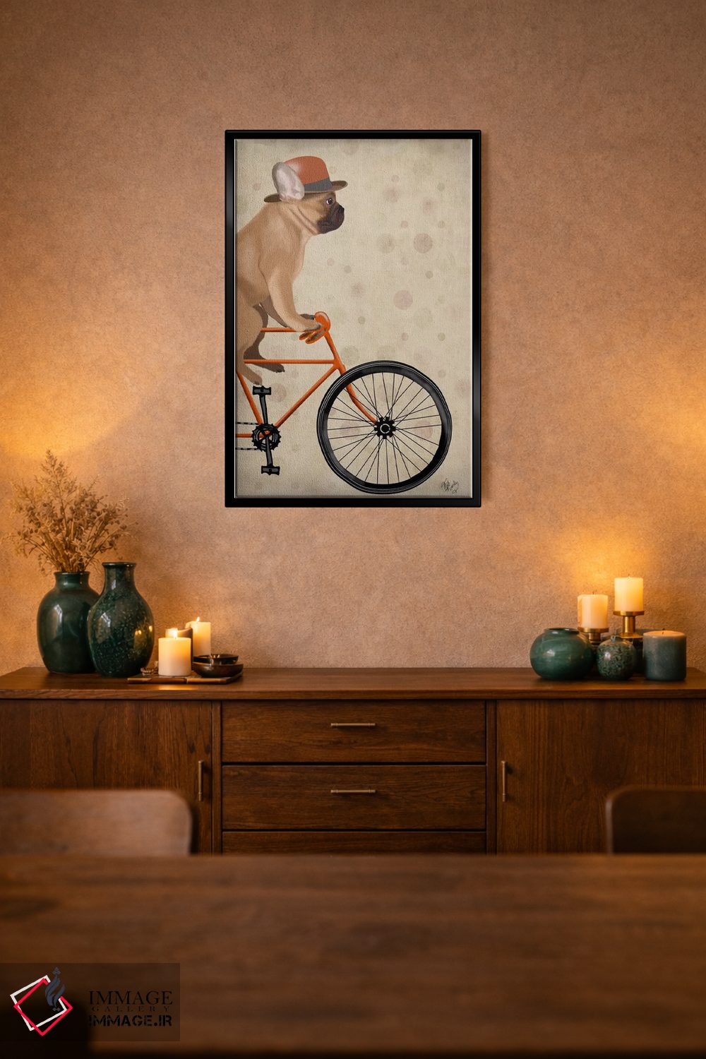 تابلو دکوراتیو بولداگ فرانسوی روی دوچرخه اثر فب فانکی - D2B