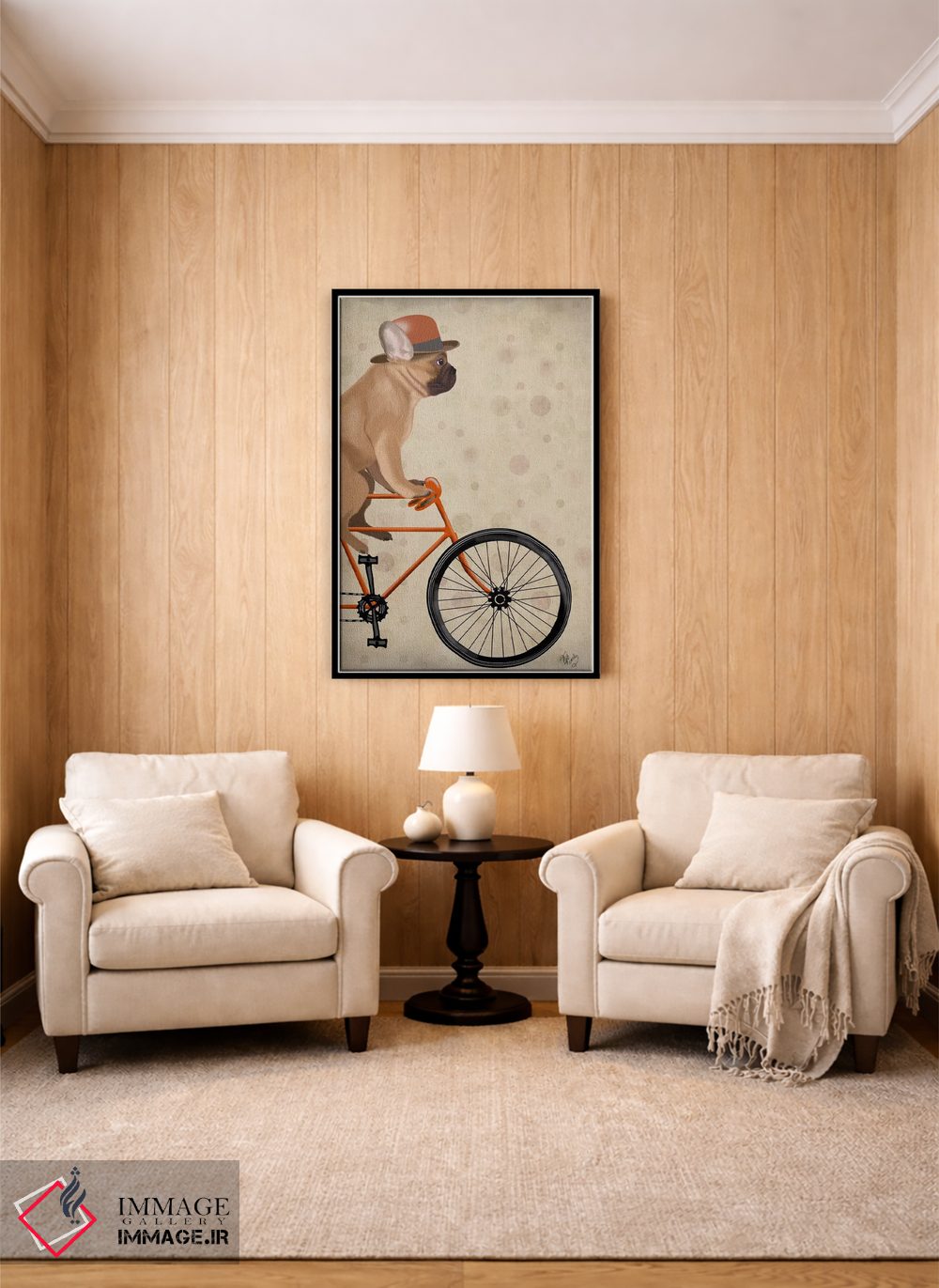 تابلو دکوراتیو بولداگ فرانسوی روی دوچرخه اثر فب فانکی - D4B