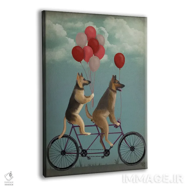 تابلو دکوراتیو ژرمن شپرد روی دوچرخه دونفره اثر فب فانکی - نمای پرسپکتیو محصول