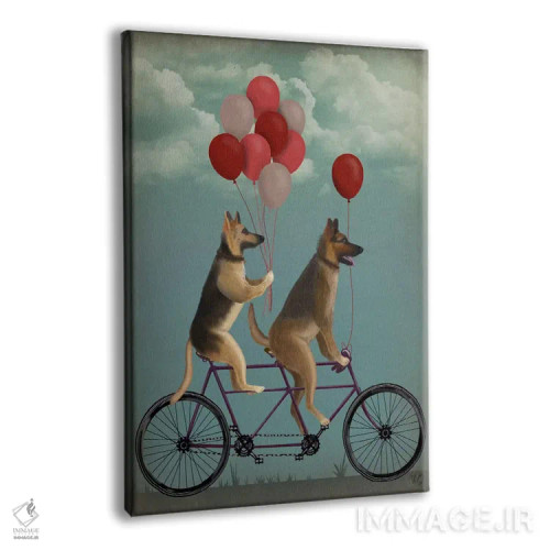 تابلو دکوراتیو ژرمن شپرد روی دوچرخه دونفره اثر فب فانکی - نمای پرسپکتیو محصول