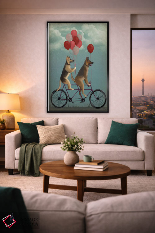 تابلو دکوراتیو ژرمن شپرد روی دوچرخه دونفره اثر فب فانکی - D2B