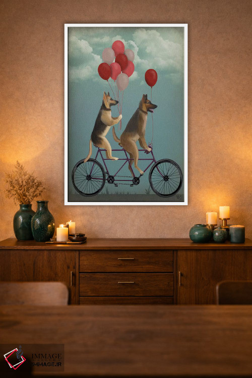 تابلو دکوراتیو ژرمن شپرد روی دوچرخه دونفره اثر فب فانکی - D1W