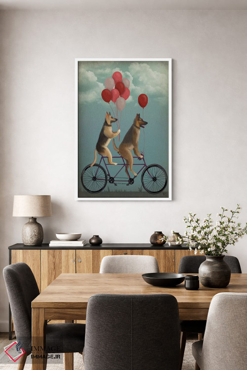 تابلو دکوراتیو ژرمن شپرد روی دوچرخه دونفره اثر فب فانکی - D3W