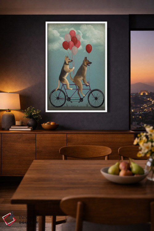 تابلو دکوراتیو ژرمن شپرد روی دوچرخه دونفره اثر فب فانکی - D4W