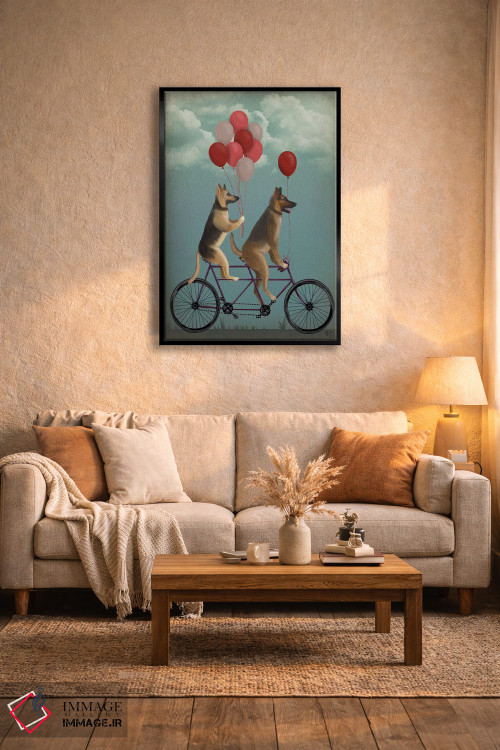 تابلو دکوراتیو ژرمن شپرد روی دوچرخه دونفره اثر فب فانکی - D5B
