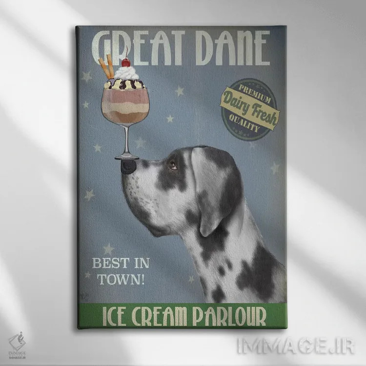 تابلو دکوراتیو گریت باور هارلکوین و بستنی اثر فب فانکی - نمای روبهرو روی دیوار