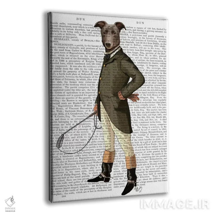 تابلو دکوراتیو گریهاند سوار، پس زمینه چاپی اثر فب فانکی - نمای پرسپکتیو محصول