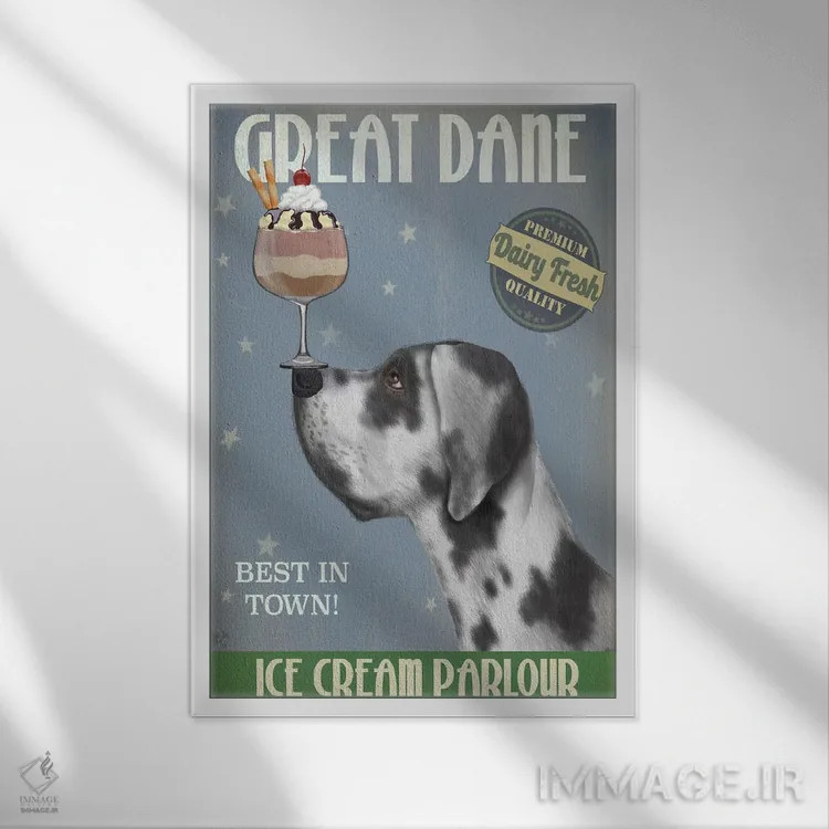 تابلو دکوراتیو گریت باور هارلکوین و بستنی اثر فب فانکی - نمای قابدار سفید