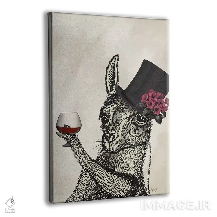 تابلو دکوراتیو لامای سرسبز ۲ اثر فب فانکی - نمای پرسپکتیو محصول