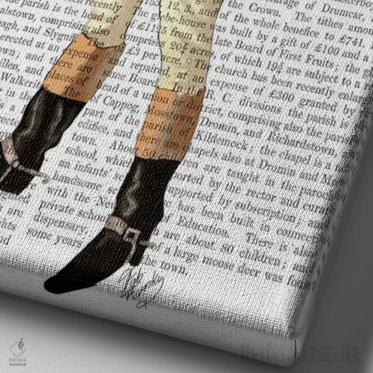 تابلو دکوراتیو گریهاند سوار، پس زمینه چاپی اثر فب فانکی - نمای نزدیک بافت بوم