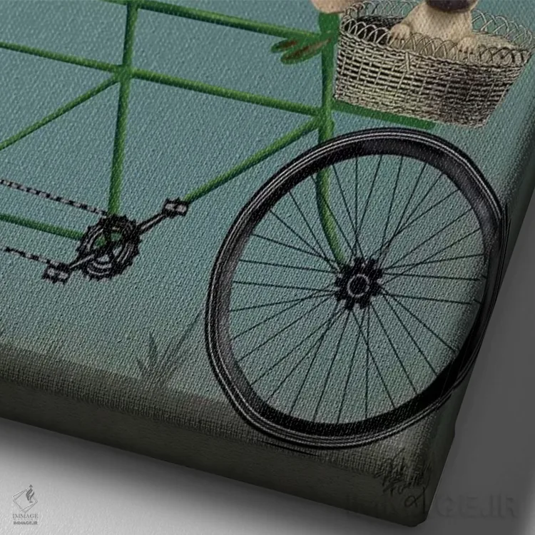 تابلو دکوراتیو پاگ روی دوچرخه دونفره اثر فب فانکی - نمای نزدیک بافت بوم