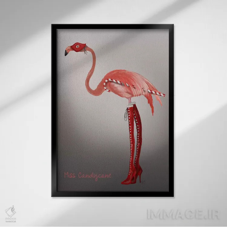 تابلو دکوراتیو دوشیزه آب نبات چوبی اثر فب فانکی - نمای قابدار مشکی