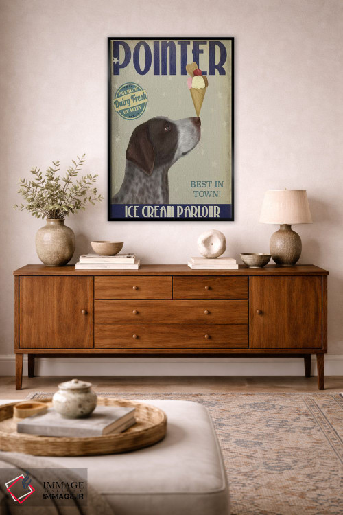 تابلو دکوراتیو ژرمن شورت ایرد پوینتر و بستنی اثر فب فانکی - D4B