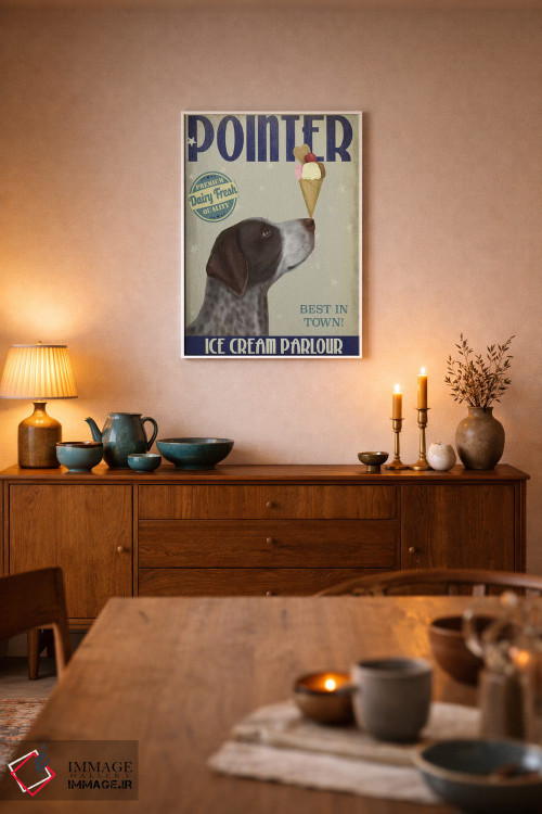 تابلو دکوراتیو ژرمن شورت ایرد پوینتر و بستنی اثر فب فانکی - D5W