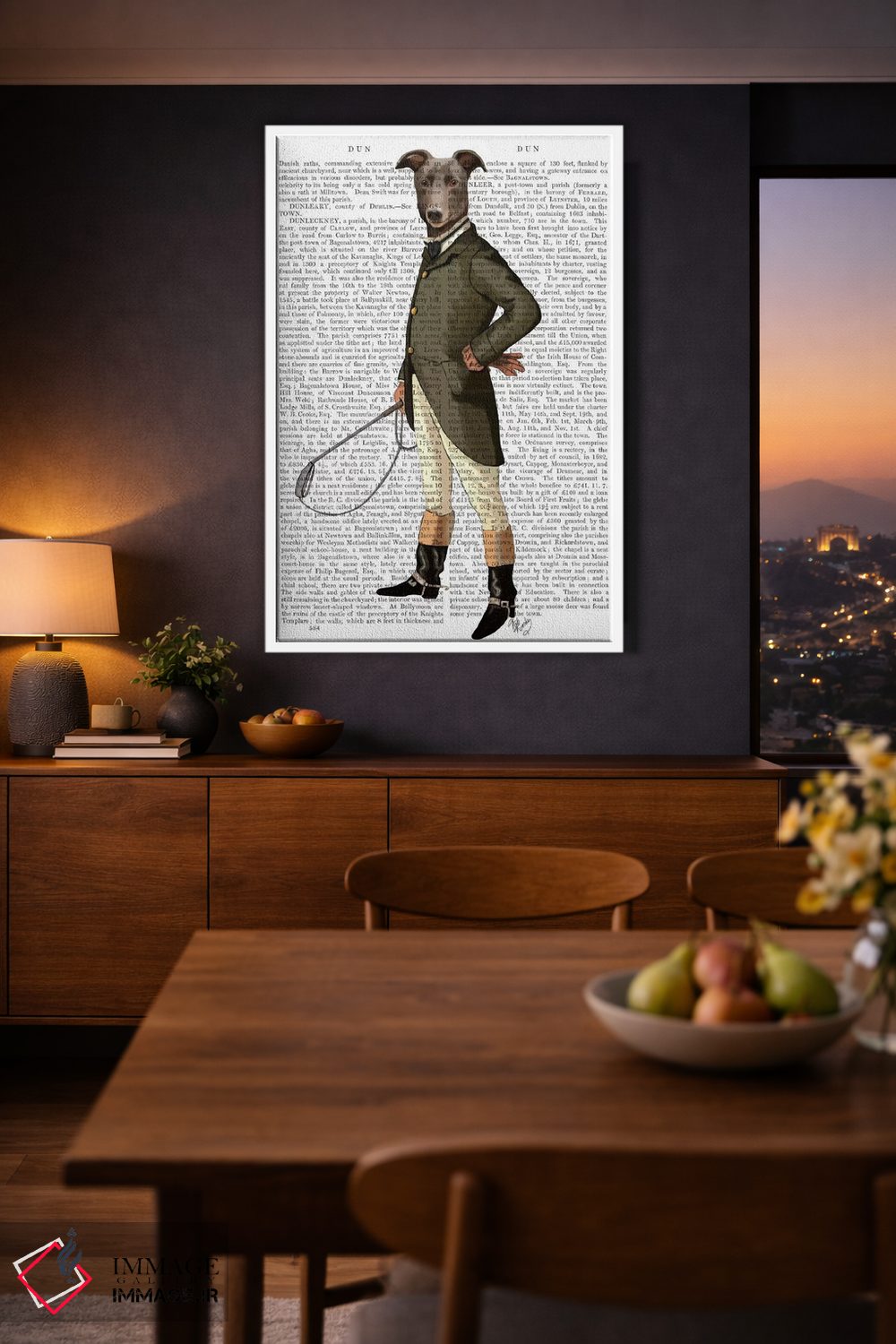 تابلو دکوراتیو گریهاند سوار، پس زمینه چاپی اثر فب فانکی - D4W