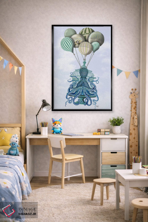 تابلو دکوراتیو قفس اختاپوس و بادکنک ها اثر فب فانکی - D2B
