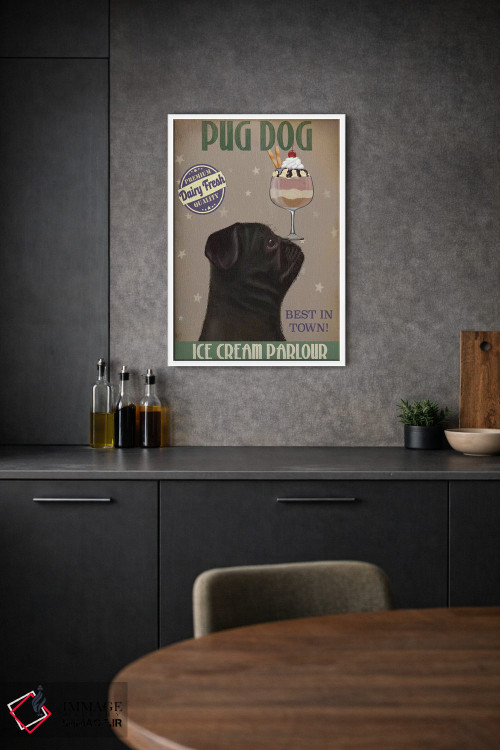 تابلو دکوراتیو پاگ سیاه و بستنی اثر فب فانکی - D2W