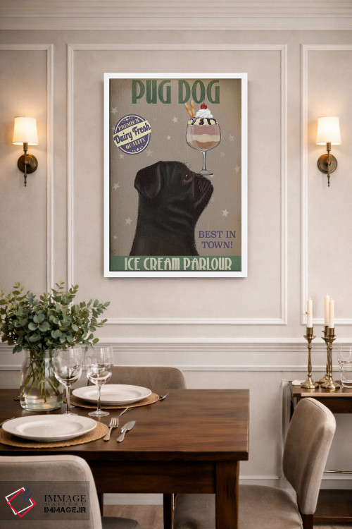 تابلو دکوراتیو پاگ سیاه و بستنی اثر فب فانکی - D1W