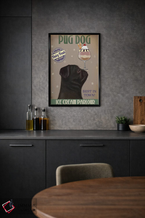 تابلو دکوراتیو پاگ سیاه و بستنی اثر فب فانکی - D3B