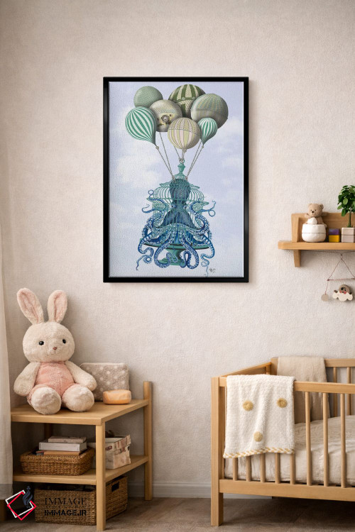 تابلو دکوراتیو قفس اختاپوس و بادکنک ها اثر فب فانکی - D5B