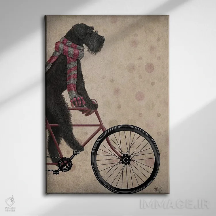 تابلو دکوراتیو اشناور سیاه روی دوچرخه اثر فب فانکی - نمای روبهرو روی دیوار